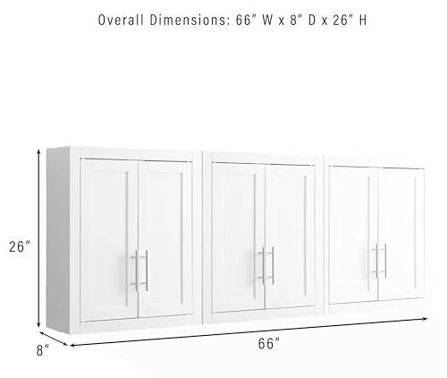 Crosley Furniture Savannah 3-Piece Wall Storage Cabinet, Cabinets for Laundry, Bathroom, Kitchen, White - color: White, style: 3-Piece Kitchen Cabinet