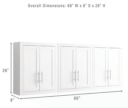 Crosley Furniture Savannah 3-Piece Wall Storage Cabinet, Cabinets for Laundry, Bathroom, Kitchen, White - color: White, style: 3-Piece Kitchen Cabinet