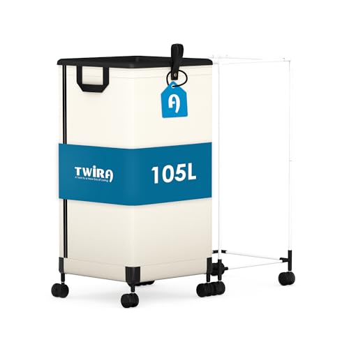 Laundry Basket with Wheels 105L, Large Rolling Laundry Hamper with Removable Bag, Metal Frame Collapsible Dirty Clothes Bin, Cloth Organizer Hampers Pull Handle for Bathroom, Dorm, Bedroom White - color: White - 1 Pack