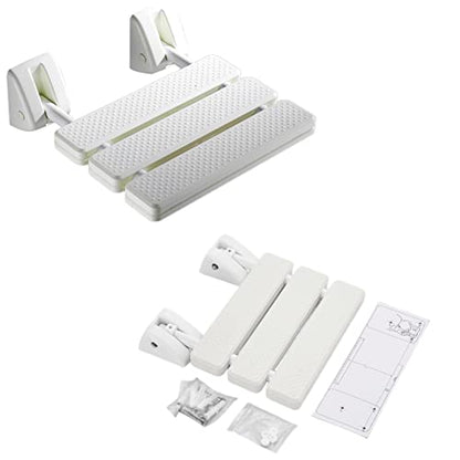 Pilarmuture Folding Shower Seat Wall Mounted,ABS Durable Slip Proof Shower Seat for Inside Shower,Bathroom Stool Chair,Save Space,Fold Down Shower Seat Shower Chair for Elderly,Pregnant(White)