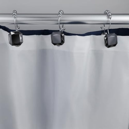 Shower Curtain Hooks Rings for Bathroom, 12PCS Double Hooks Glide Anti Rust Crystal Rhinestones Shower Curtain Rings Hangers for Shower Curtains, Clothing, Towels, etc. (Black) - color: Black