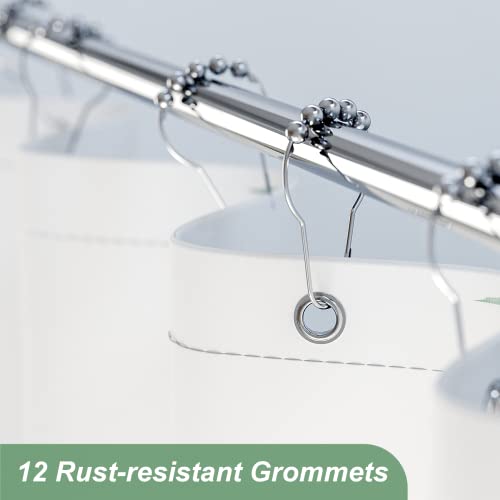 AmazerBath Fabric Shower Curtain Set, Ombre Grass Green Curtain with 12 Curtain Hooks, Rustic Cloth Green and White, Cute Washable Bathroom Shower Curtain, 72x72 Inches - color: A- Green Ombre +12 Metal Hooks, size: 72"W x 72"L (Pack of 1)