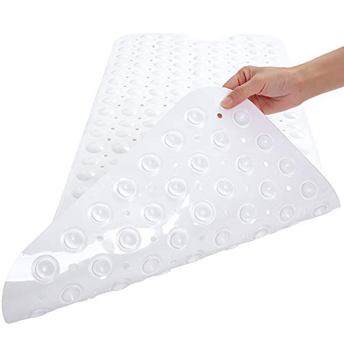 Tree Bud Bathtub Mats for Shower Tub Non-Slip Bath Mat 39 x 16 Inch Extra Long Shower Mat, Bath Tub Mat for Bathroom with Machine Washable, BPA Free for Kids (White) - color: White