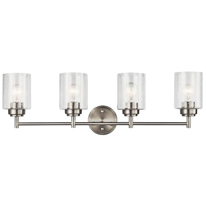 Kichler Winslow 30" Vanity Light in Brushed Nickel, 4-Light Transitional Bathroom Light with Clear Seeded Glass. (30" W x 9.25" H), 45887NI - color: Brushed Nickel, size: 30"