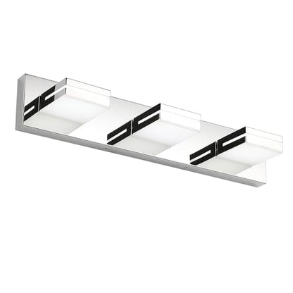 SineRise LED Modern Bathroom Vanity Light Fixtures, Modern Acrylic Bathroom Wall Lighting Fixtures Over Mirror, 3-Light, 24-Inch, Chrome, 100%-0% White - color: Chrome, 100%-0% White, size: 3-Light, 24-Inch
