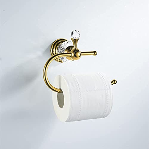 WOLIBEER Crystal Towel Ring, Gold Toilet Paper Holder Hand Towel Holder Towel Hook Tissue Roll Paper Holder Wall Mounted Towel Hanger 2 Pieces Sets - color: Gold