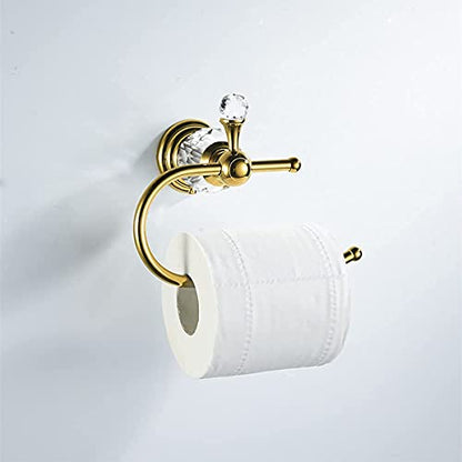 WOLIBEER Crystal Towel Ring, Gold Toilet Paper Holder Hand Towel Holder Towel Hook Tissue Roll Paper Holder Wall Mounted Towel Hanger 2 Pieces Sets - color: Gold