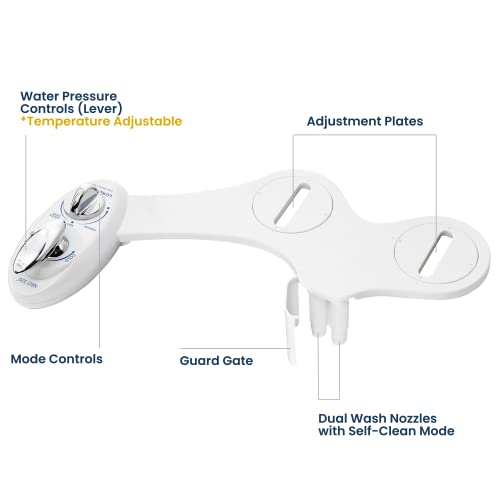 LUXE Bidet NEO 320 - Warm Water Bidet Attachment for Toilet Seat, White | Non-Electric, Warm Water, Dual Nozzle, Self-Cleaning, Adjustable Water Pressure, Rear & Feminine Wash - color: White