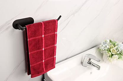 TocTen Hand Towel Holder, No Drilling Stick on Wall Towel Bar, SUS 304 Stainless Steel Towel Rod, Strong Self Adhesive Towel Rack/Hanger for Bathroom Kitchen (Matte Black) - color: Matte Black, size: 1 Pack 8.35 inch