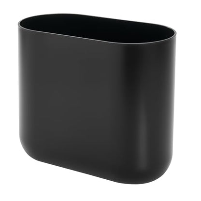 iDesign Small Slim Plastic Bathroom Trash Can, Black | Garbage Can for Bedroom, Office, Desk, Dorm - color: Black, style: Pack of 1