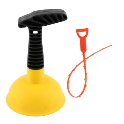 Sink Plunger, Mini Plunger with Short Handle & Drain Clog Remover, Easy to Use Powerful Unclogging Tool for Kitchen Sink, Shower Tub, Bathroom Drains, Bath