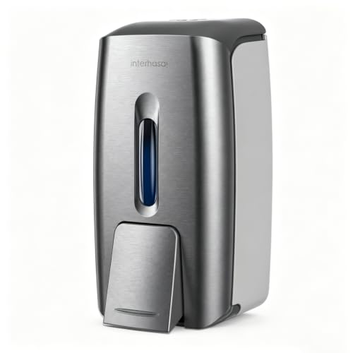 interhasa! Commercial Hand Soap Dispenser Wall Mount | Dual-Lock Design, ABS Liquid & Gel Hand Sanitizer Dispenser for Bathroom & Commercial Restaurant, 28oz/800ml - color: Silver