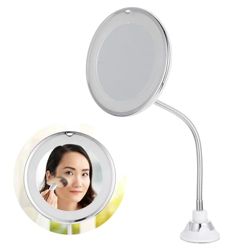 10X Magnifying LED Lighted Makeup Mirror 7-Inch Bathroom Vanity Mirror with Suction Cup for Cosmetic Application and Personal Grooming