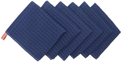 Mia'sDream Cotton Waffle Wash Cloths, 6 Pack, 13" x 13", Navy Blue | Soft Washcloths,Thin Wash Cloths For Showering Face, Quick Drying Face Cloths, Small Hand Towels for Bathroom & Kitchen - color: Navy Blue (Washcloth: 13" X 13")