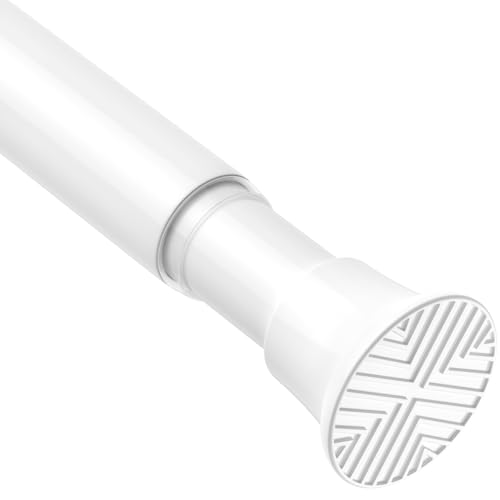 Spring Tension Curtain Rod 30-76 Inch White Shower Curtain Rod 1pcs | Adjustable Curtain Rods No Dilling Spring Curtain Tension Rod Extendable Tension Rods for Windows Bathroom Doorway Kitchen - color: white, size: 30-76 inch-1pc