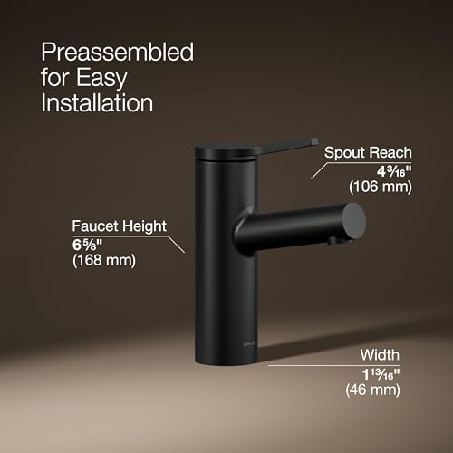 KOHLER K-35048-4K-BL Elate® Single-Handle Bathroom Sink Faucet, Bathroom Faucets, 1.0 GPM, Matte Black - color: Matte Black, size: 1.0 GPM