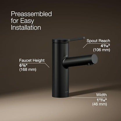 KOHLER K-35048-4K-BL Elate® Single-Handle Bathroom Sink Faucet, Bathroom Faucets, 1.0 GPM, Matte Black - color: Matte Black, size: 1.0 GPM