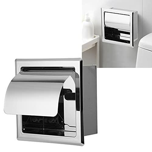 Recessed Toilet Paper Holder, Stainless Steel Tissue Towel, Toilet Roll Paper Rack for Home Hotel Bathroom