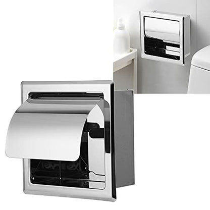 Recessed Toilet Paper Holder, Stainless Steel Tissue Towel, Toilet Roll Paper Rack for Home Hotel Bathroom