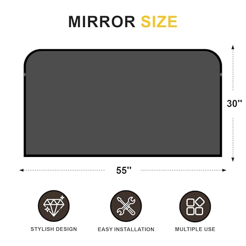 Black Bathroom Vanity Mirror 55x30 Inch | Metal Framed Bathroom Mirror for over Sink, Living Room, Bedroom, Entryway, Mantel, Fireplace Decor, Wall Mounted - size: 30"L x 55"W