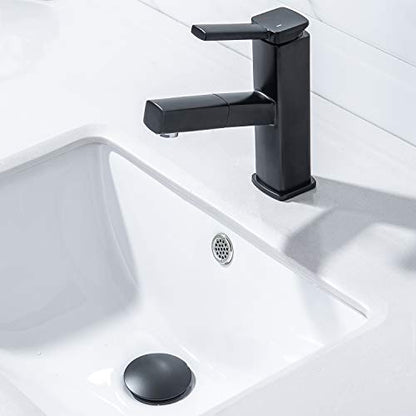 KAIYING Pop Up Drain, Bathroom Vessel Sink Drain | with Overflow, Detachable Basket Drain Stopper Assembly, Anti-Clogging & Anti-Explosion Drain Strainer, Matte Black - color: Matte Black, style: With Overflow