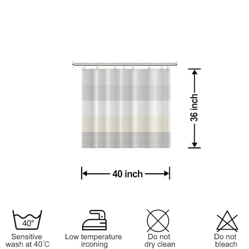 Boho Beige Brown Striped Small Bathroom Window Curtain 40" Wx36 L | Gray Bohemian Geometric, Polyester Waterproof, Machine Washable, Kitchen Dishwasher Cabinet , Easy to Install with 8 Hooks - color: Beige, size: 40"W x 36"L (Pack of 1)