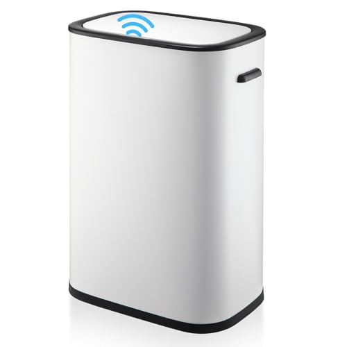 10.5 Gallon Smart Trash Can Touchless with Lid, 50L Motion Sensor Automatic Trash Can for Bedroom, Bathroom, Kitchen, Office, White