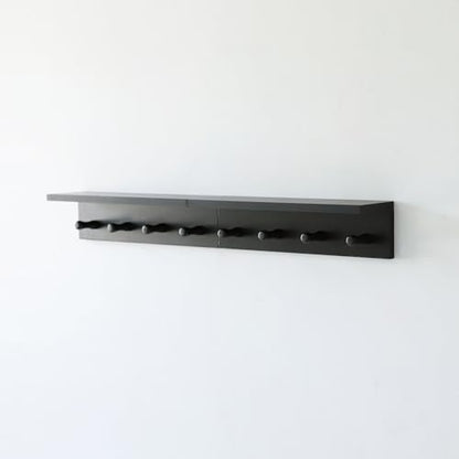 Entrance Coat Rack ，Coat Hooks, Wall-Mounted Wooden Hook Rack, Wall-Mounted Shelves are Very Suitable (Black Color Finish—A-2) - style: black color finish—A-2