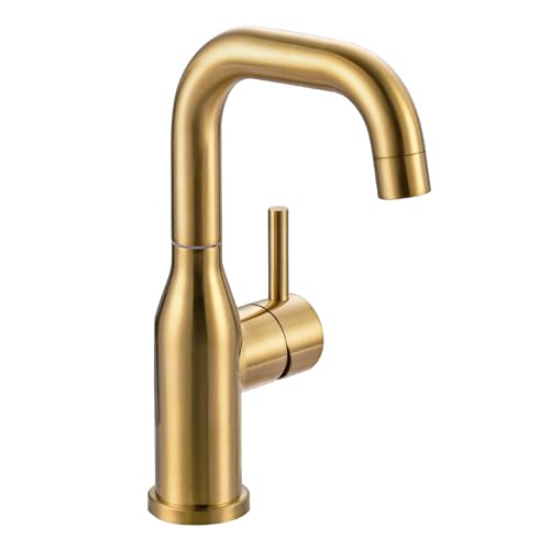 Bar Sink Faucet Single Hole: ARCORA Brushed Gold Wet Bar Faucets - Prep Sink Faucet 360 Swivel - Small Kitchen Bathroom Faucet with cUPC Supply Lines - color: Brushed Gold