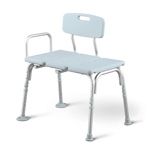 Medline Tub Transfer Bench and Shower Chair with Microban Antimicrobial Protection, Adjustable Shower Bench and Bath Seat For Seniors And Elderly, 350 lb. Weight Capacity, Light Blue - color: Light Blue