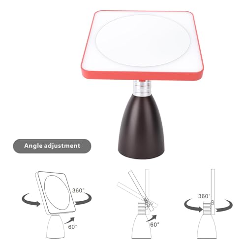 Yosoo 30x Magnifying Mirror with Light, Large 6' Lighted 30x Magnified Mirror with Suction Cups & Table Stand, Lighted Makeup Mirror with 12 Brightness Levels, 360° Rotation (Red Black) - color: Red Black