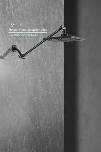 15 Inch Extra Long Adjustable Shower Head Extension Arm With Locking Set Screw, Singing Rain 304 Stainless Steel Angle Height Adjustable, G1/2 Universal Connector Compatible (Oil Rubber Bronze) - color: 4. Oil Rubbed Bronze, style: 15 inch