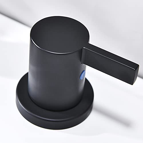8 Inch 3-Hole Low-Arch 2-Handle Widespread Bathroom Faucet with Valve and Metal Pop-Up Drain Assembly,Matte Black, WF15-1-MB - color: Black