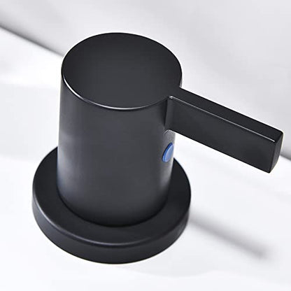 8 Inch 3-Hole Low-Arch 2-Handle Widespread Bathroom Faucet with Valve and Metal Pop-Up Drain Assembly,Matte Black, WF15-1-MB - color: Black