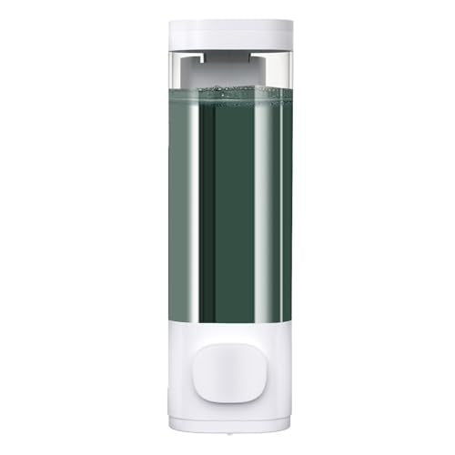 10oz/300ml Single Manual Wall Mounted Soap Dispenser, White | Bathroom Shampoo and Conditioner Dispenser, Clear Plastic Refillable Liquid Lotion Pump Dispenser and Organizer - color: White