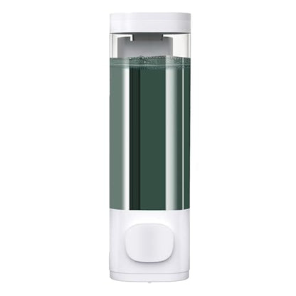 10oz/300ml Single Manual Wall Mounted Soap Dispenser, White | Bathroom Shampoo and Conditioner Dispenser, Clear Plastic Refillable Liquid Lotion Pump Dispenser and Organizer - color: White