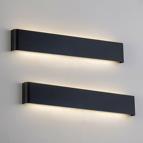 2 Pack 32.6in LED Bathroom Vanity Light, 32W Hardwired Fixture | 5 CCT Adjustable 3000K-6500K. Modern Black Wall Mounted Bathroom Light Fixture. Vanity lights for Bathroom Over Mirror. - color: Black（32.6IN）, size: 2 Pack