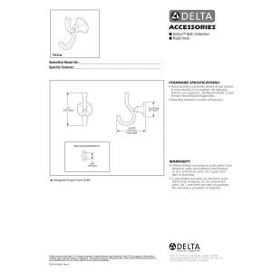 DELTA FAUCET 76435-SS Ashlyn Double Towel Hook Bath Hardware Accessory in Stainless Steel