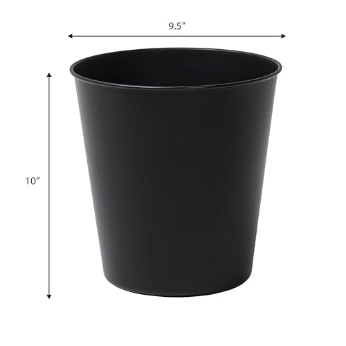 happimess Nolan 2 Gal Smooth Steel Wastebasket, Matte Black | 10" Height, Lidless Open Top, Fingerprint Resistant, Powder Coated Finish, Small Space Design - color: Matte Black, size: Set of 1