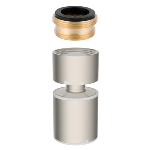 Hibbent cUPC Certified 2-function 360° Swivel Sink Aerator, Brushed Nickel | NSF/ANSI/CAN 61 Certified High Flow Faucet Extender with Metal Adapter for Kitchen & Bathroom, 55/64” Female Thread - color: Brushed Nickel