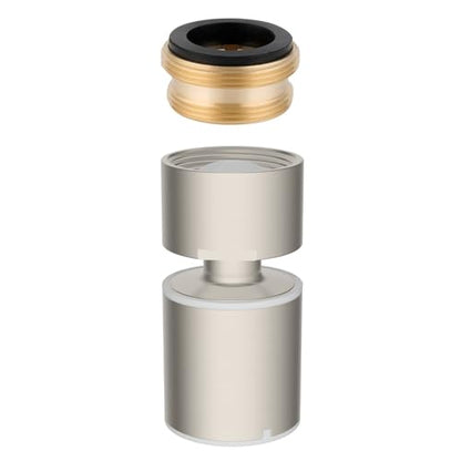 Hibbent cUPC Certified 2-function 360° Swivel Sink Aerator, Brushed Nickel | NSF/ANSI/CAN 61 Certified High Flow Faucet Extender with Metal Adapter for Kitchen & Bathroom, 55/64” Female Thread - color: Brushed Nickel