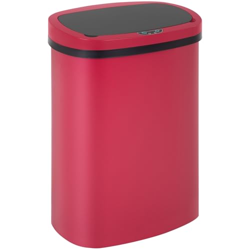 13 Gallon Kitchen Trash Can with Lid,Automatic Touchless Garbage Can for Kitchen,PP Plastic Motion Sensor Trash Can,Tall Large-Capacity Trash Bin,Hands-Free Smart Waste Bin for Home - color: Red