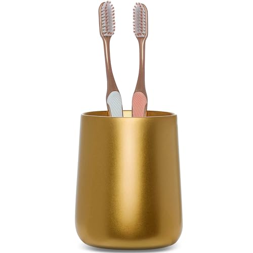 Yew Design Gold Bathroom Toothbrush Holder Cup - Round - color: Round Gold
