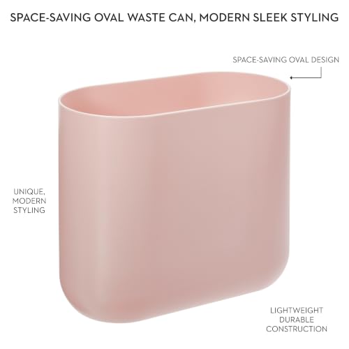 iDesign Small Slim Plastic Bathroom Trash Can, 2-Pack, Pink | Bedroom, Office, Desk, Dorm - color: Pink, style: Pack of 2