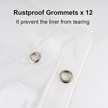 EurCross Heavy Duty Clear Shower Curtain Liner with 5 Magnet Weights, Waterproof PVC-Free PEVA Clear Plastic Shower Curtain for Bathroom 72 x 72 inches - color: Clear, size: 72"W x 72"L (Pack of 1)