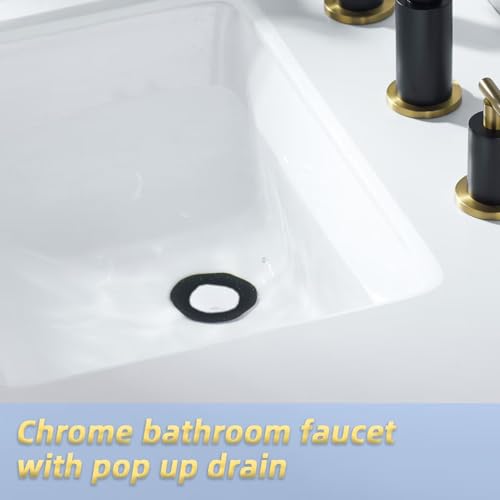 Bathroom Sink Drain with Overflow, Bathroom Sink Stopper for Vanity Vessel Sink,Universal Rapid Draining Plastic Pop-up Sink Drain with Anti-Clog Strainer, Polished Chrome - color: Polished Chrome