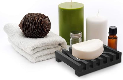 2Pcs Soap Dish Holder, Non-Slip Bathroom Accessories Silicone Soap Case Saver, Sink Deck Bathtub Shower Dish Soap Drainer, Silicone Holder for Soap, Sponges, Scrubber (Black) | Anti-Slip, Quick-Drying, Soap Holder for Kitchen Shower Room Bathroom - color: