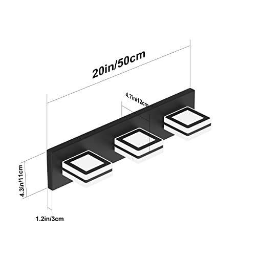 Ralbay Matte Black Vanity Light Fixtures 3 Lights Up and Down LED Modern Bathroom Vanity Lights Over Mirror Acrylic Black Bath Wall Lighting - color: Black, size: 3 Light