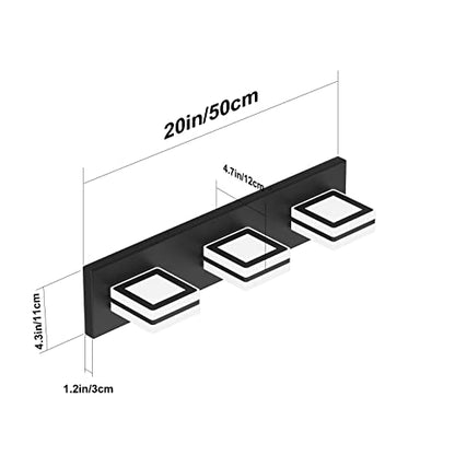 Ralbay Matte Black Vanity Light Fixtures 3 Lights Up and Down LED Modern Bathroom Vanity Lights Over Mirror Acrylic Black Bath Wall Lighting - color: Black, size: 3 Light