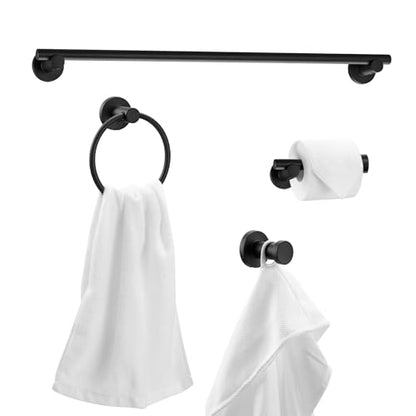 Globe Electric 63000203 5-Piece All-in-One Bathroom Set, 2-Light LED Vanity Light, Matte Black, 1200 Lumen, Towel Bar, Robe Hook, Toilet Paper Holder, Towel Ring, Bathroom Lights Over Mirror - color: Matte Black